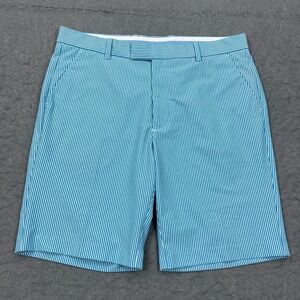 G/Fore Shorts Mens 34 Blue Seersucker Striped Performance Stretch Golf G4MS21B07